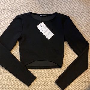 Black Zara cropped long sleeve new with tags!